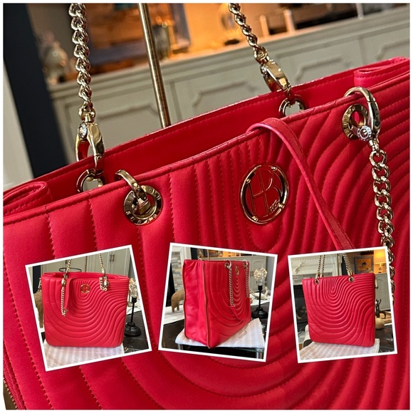 HENRI BENDEL No. 7 Quilted, Expandable Zip Tote in Pink Lambskin Leather EUC - Picture 3 of 16